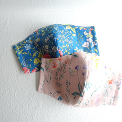 マスク巾着（ピンク）&マスク2柄set/ボタニカルフラワー/敬老の日/ギフト 5枚目の画像