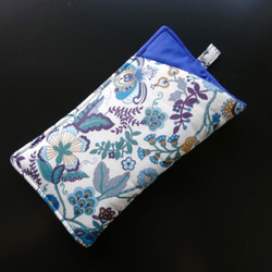 眼鏡盒 Plump Liberty Mabel 小袋子/有眼鏡標籤的筆盒 布配飾 布雜貨 手提式被子藍色 第1張的照片
