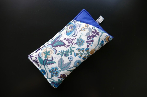 眼鏡盒 Plump Liberty Mabel 小袋子/有眼鏡標籤的筆盒 布配飾 布雜貨 手提式被子藍色 第1張的照片