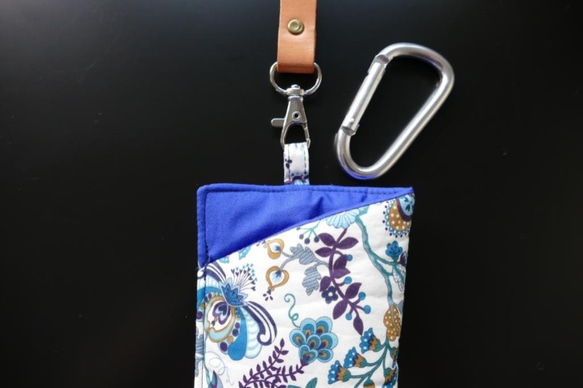 眼鏡盒 Plump Liberty Mabel 小袋子/有眼鏡標籤的筆盒 布配飾 布雜貨 手提式被子藍色 第2張的照片