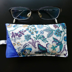 眼鏡盒 Plump Liberty Mabel 小袋子/有眼鏡標籤的筆盒 布配飾 布雜貨 手提式被子藍色 第3張的照片