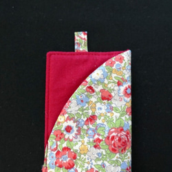 折扇盒 豐滿（女：適合 21 厘米） Liberty Amelie（紅色） 折扇包 折扇架 花卉圖案 布飾 帶標籤的夏季被子 第7張的照片