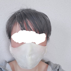 立体布マスク　ふかふかＷガーゼ　ドット　ホワイト×ネイビー 4枚目の画像