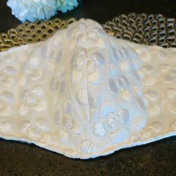 【豪華な刺繍】コットンプルメリア チェックアンドストライプ 布マスク 立体 CHECK&STRIPE 3枚目の画像