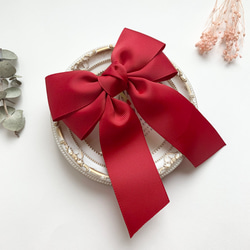 ビッグダブルリボン 赤 レッド シンプル 大きめリボン ヘア