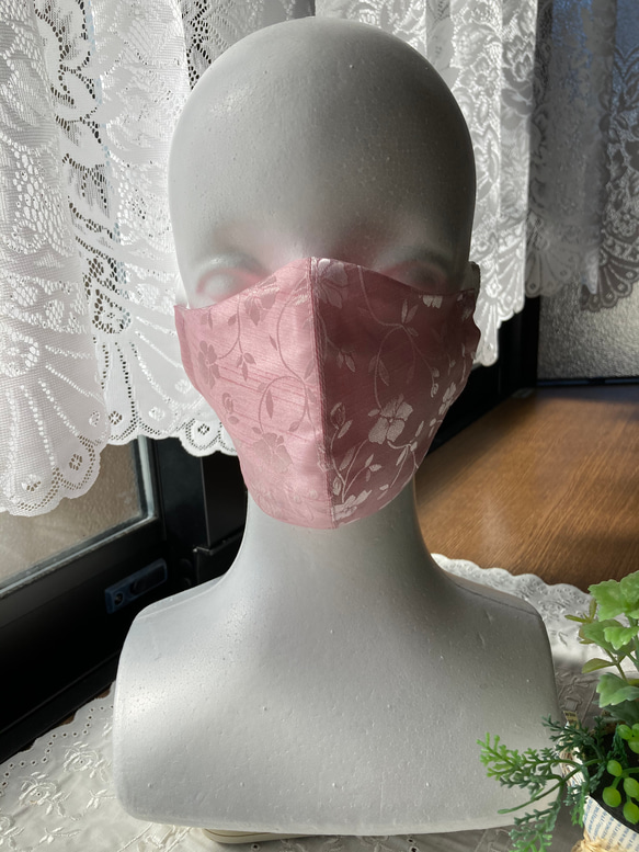 春マスク♪接触冷感も選べる☆抗菌❣️消臭❣️お肌に優しい♪ジャガード☆桜ピンク 5枚目の画像