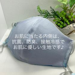 透け感で見た目も涼しげ、夏マスク♪抗菌接触冷感でつけ心地もひんやり❣️オーガンジー、水色 5枚目の画像