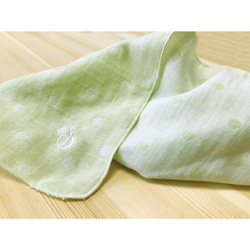 【イニシャル刺繍サービス】オーガニックコットン ハンカチ 2枚セット グリーン 5枚目の画像