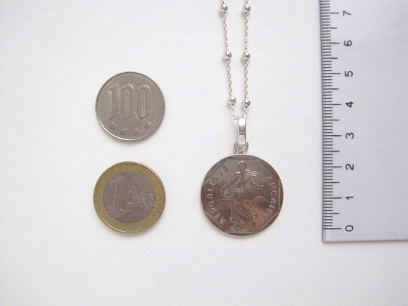 フランスの古いコイン、フランスフランのペンダント"2 Francs" 9枚目の画像