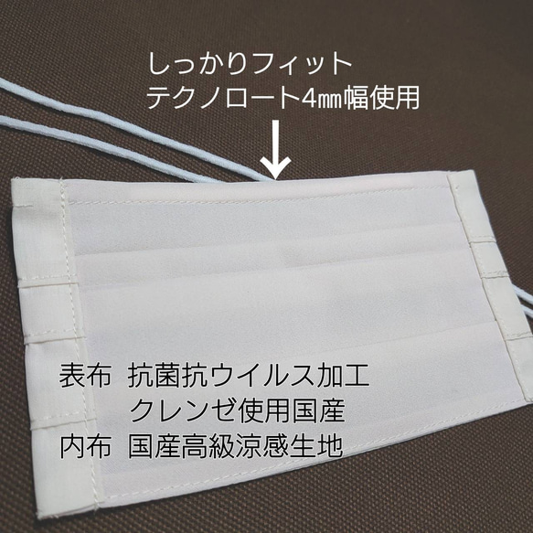 まゆかり様専用ページです。抗菌抗ウイルス加工クレンゼ使用 【軽やかプリーツ夏マスク】涼感 2枚目の画像