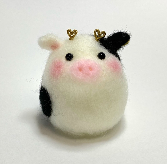 フェルト細工_干支(うし)_小(黒) 羊毛フェルト puti-craft 通販