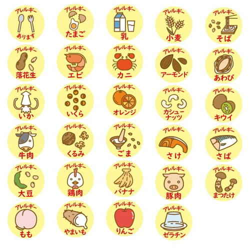 送料無料】4個オーダーメイド食物アレルギーマーク キーホルダー 