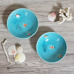 【新品・未使用】ハンドメイド海外製 カラフルな魚と貝殻の皿 新品・未使用】ハンドメイド海外製 カラフルな魚と貝殻の皿