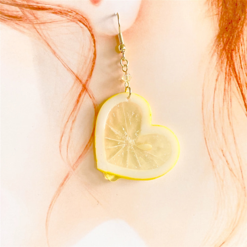 ミニレモンスライス ピアス レモン（両面細工）大サイズ☆リアルな食品サンプルのフルーツピアス