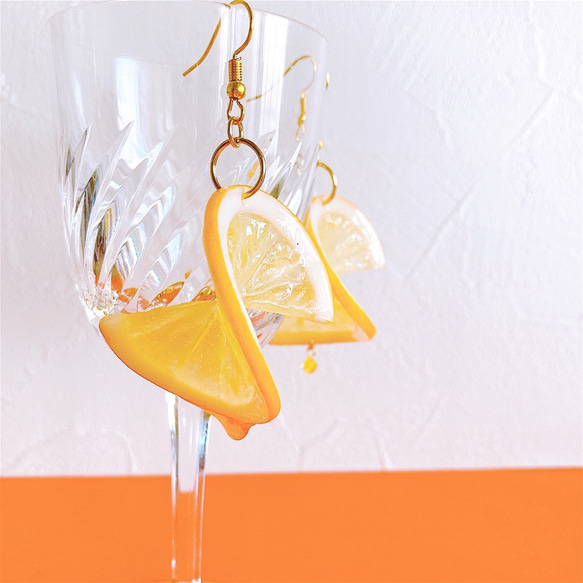 【ビタミンカラー】オレンジのピアス／イヤリング【樹脂粘土 フルーツ】 8枚目の画像