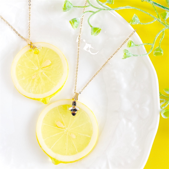 爽やかレモンのネックレス☆樹脂粘土のフルーツ【メルマガ・特集掲載