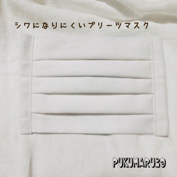 使い捨てマスク風＊プリーツマスク＊ 白＊大人レギュラーサイズ 2枚目の画像