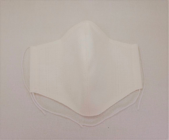 ☆ちょっと大きめ立体マスク　ポケット仕様☆ハンドメイド☆2重シンプル　薄い　綿100％さらし　白　 4枚目の画像
