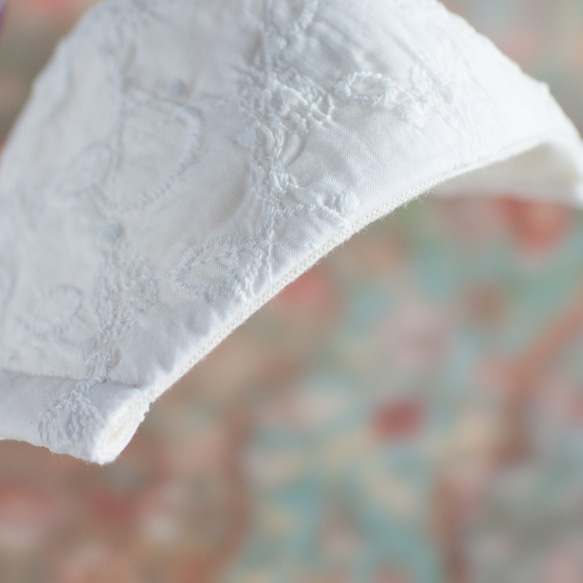 PSNY蕾絲白色風格2（v2）花粉黃沙可水洗過濾3D成人美麗口罩L75 第4張的照片