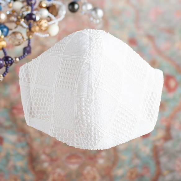 PSNY方形2蕾絲白色花粉可水洗過濾3D成人黃沙畢業美麗面具L31 第7張的照片