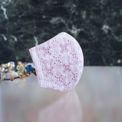 PSNY 蕾絲丁香-粉紅色花粉可水洗過濾網 3D 成人畢業奢華名人口罩 FR10 第2張的照片