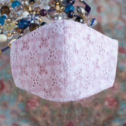 PSNY 蕾絲丁香-粉紅色花粉可水洗過濾網 3D 成人畢業奢華名人口罩 FR10 第6張的照片