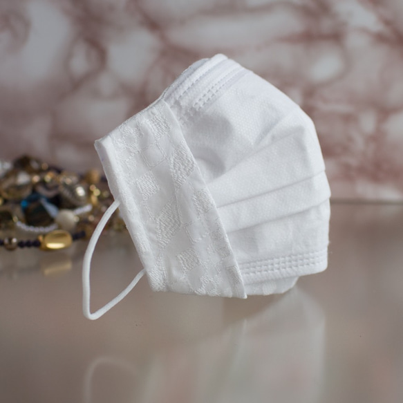 PSNY 2way蕾絲白色Lombus花粉無紡布過濾3D成人豪華口罩LW8t 第3張的照片