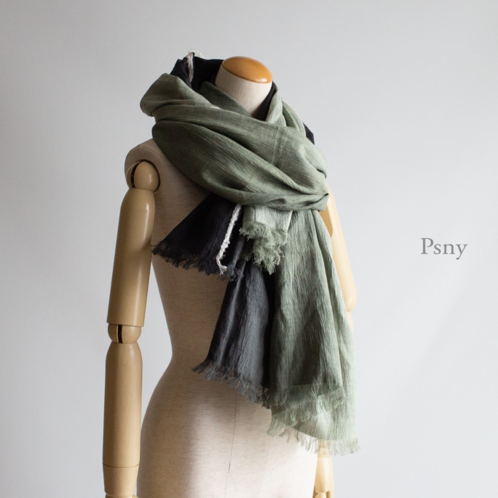 PSNY 手揉み麻のグラデーション★オンブラージュの大判ストール　SG05