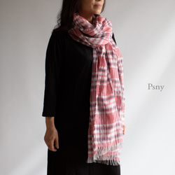 PSNY 櫻花棉絲★粉紅色格紋長披肩 SV01 第5張的照片