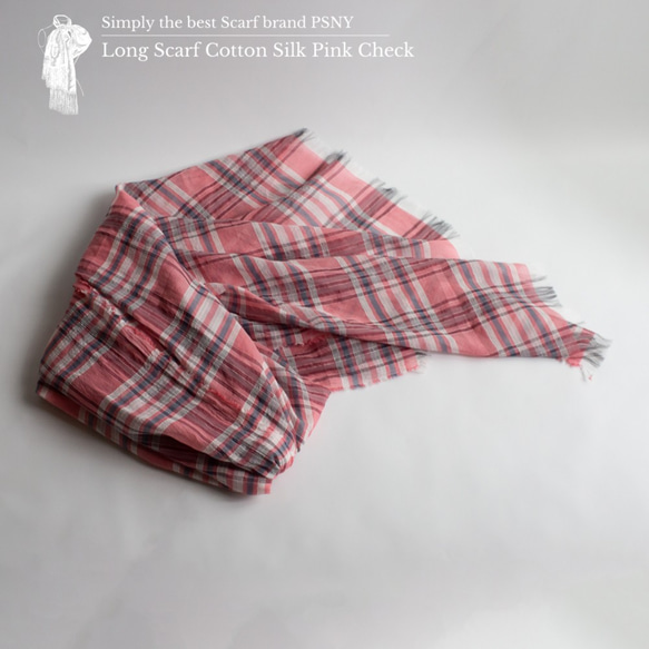 PSNY 櫻花棉絲★粉紅色格紋長披肩 SV01 第7張的照片