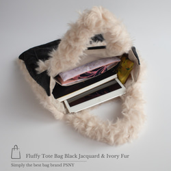 PSNY蓬鬆手提包★黑色提花象牙生態毛皮人造毛皮BG01 第9張的照片