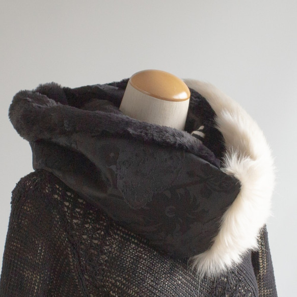 PSNY White &amp; Black Eco Fur 4 Color Snood Neck Warmer Faux Fu 第6張的照片