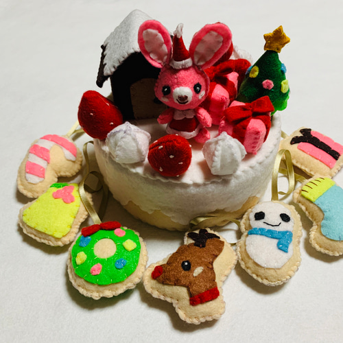受注制作フェルトままごと クリスマスケーキ＆オーナメント おもちゃ