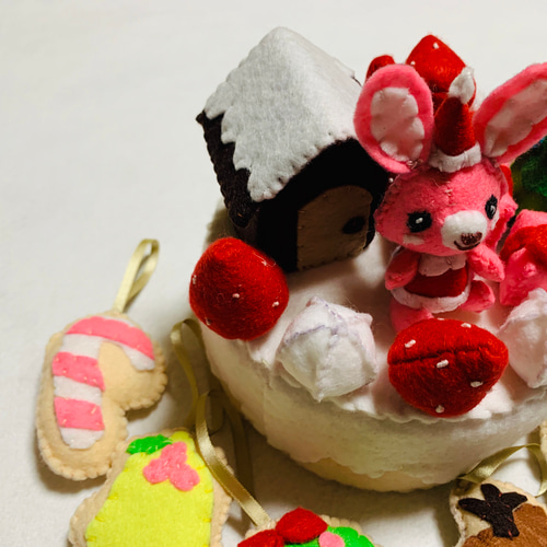 受注制作フェルトままごと クリスマスケーキ＆オーナメント おもちゃ