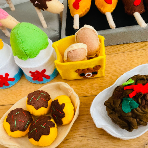 受注制作フェルトままごと お祭りフード（グレー） おもちゃ
