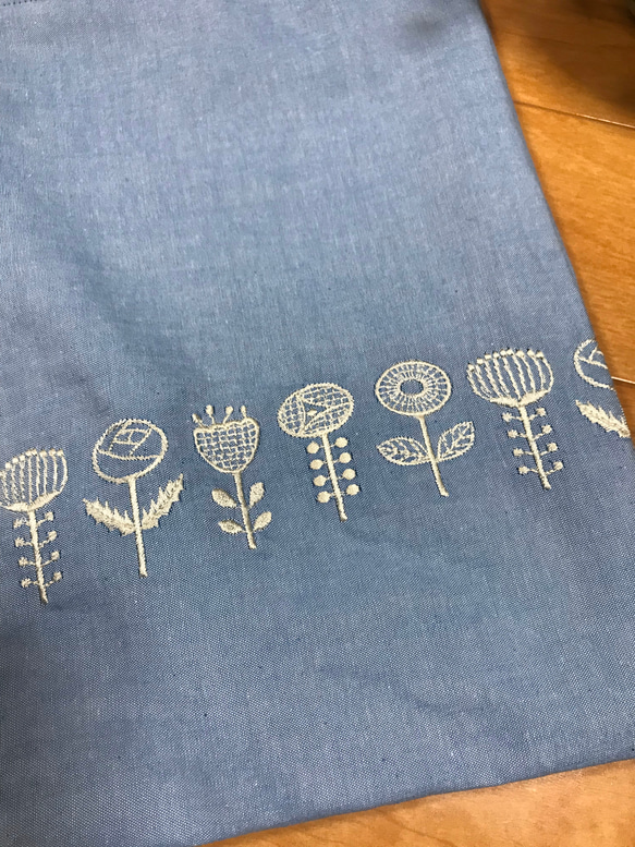 送料無料　サブバック　刺繍生地　トートバッグ 4枚目の画像