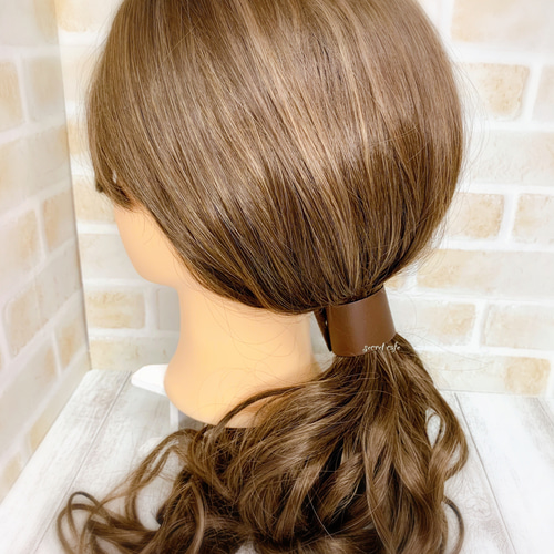 巻くだけ簡単 レザーのポニーフック/本革/シンプル ポニーフック