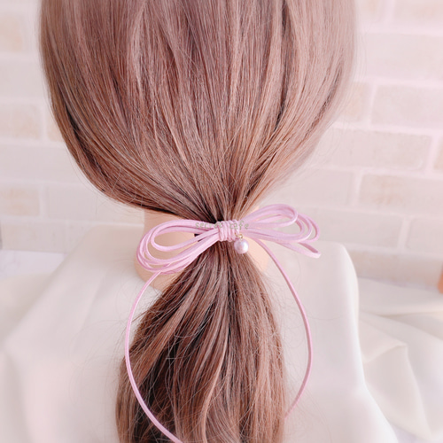 スエード革紐 8の字ループ♾ナチュラルリボンポニーフック ポニー