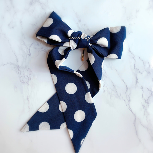 大きめドットとビッグシルエットが可愛い♡スカーフリボンポニーフック  