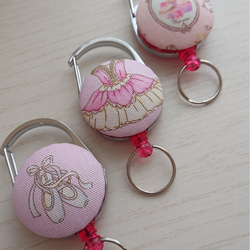 柄が選べるリールキーホルダー☆鍵やパスケースに☆バレエ☆トゥ