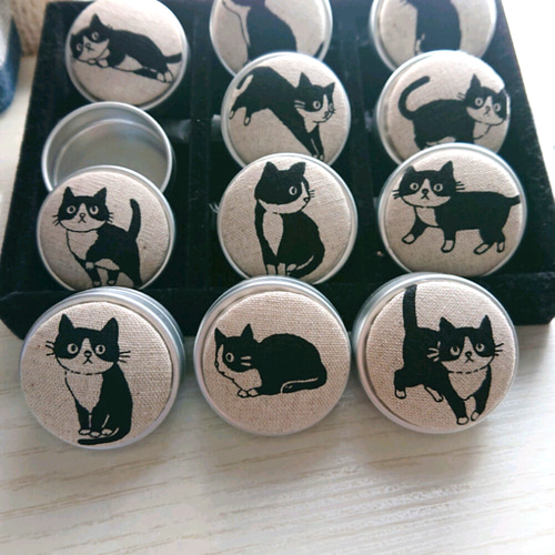 コロンとかわいい小さな小物入れ☆色んなポーズのハチワレねこちゃん