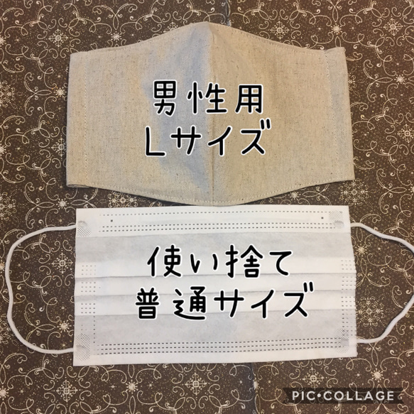 ドット柄 立体マスク ナチュラル 【リネン& ダブルガーゼ】 生成り➕ブルー水玉 7枚目の画像