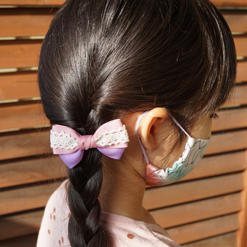 レースとリボンヘアゴム ヘアゴム akiko pink for mom 通販 10784330