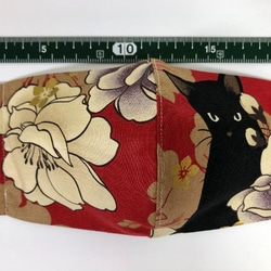 Creema限定　猫 立体 マスク 秋 Wガーゼ  (613)  ネコ 花 綿100 内側Wガーゼ 2枚目の画像