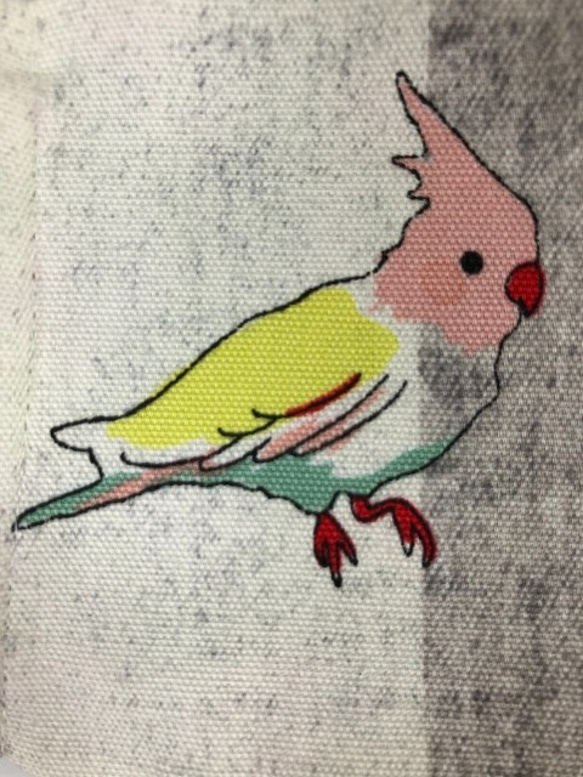 鳥 お得 2枚セット Wガーゼ 秋 マスク 内側Wガーゼ (636)  綿100 可愛い セキセイインコ オカメ ボタン 5枚目の画像