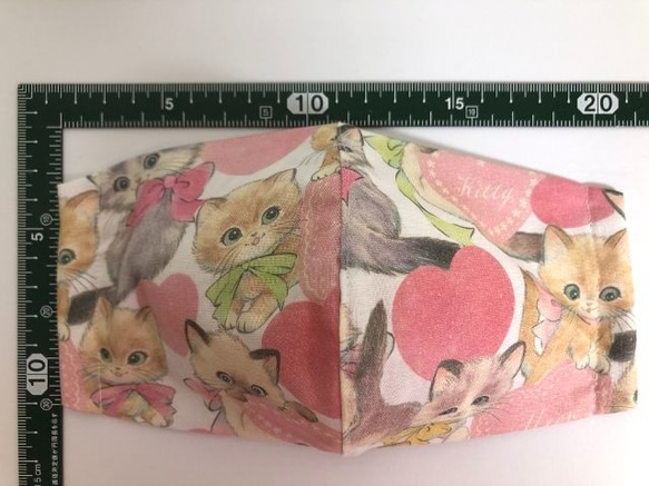 猫 お得２枚セット マスク (730) 内側Wガーゼ 可愛い 子ネコ 綿100 Creema限定 2枚目の画像