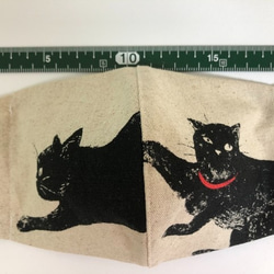 猫  Wガーゼ  立体 マスク  内側Wガーゼ (729) Creema限定  黒猫  ねこ コットンリネン 3枚目の画像