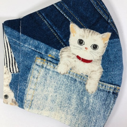 Creema限定 猫 マスク  内側Wガーゼ 立体 マスク 可愛い 子ネコ   (763) 綿100 2枚目の画像