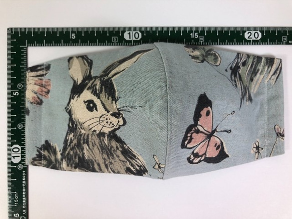 Creema限定 YUWA  うさぎ 立体 マスク  内側Wガーゼ (924) ハーフリネン 可愛い  森の動物 2枚目の画像