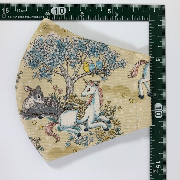 Creema限定  ペガサス 立体 マスク 内側Wガーゼ 綿100 (942) 可愛い 森の動物 インコ うさぎ 6枚目の画像